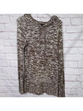 Rue21 Large Brown and White Marled Knit Hooded Sweater